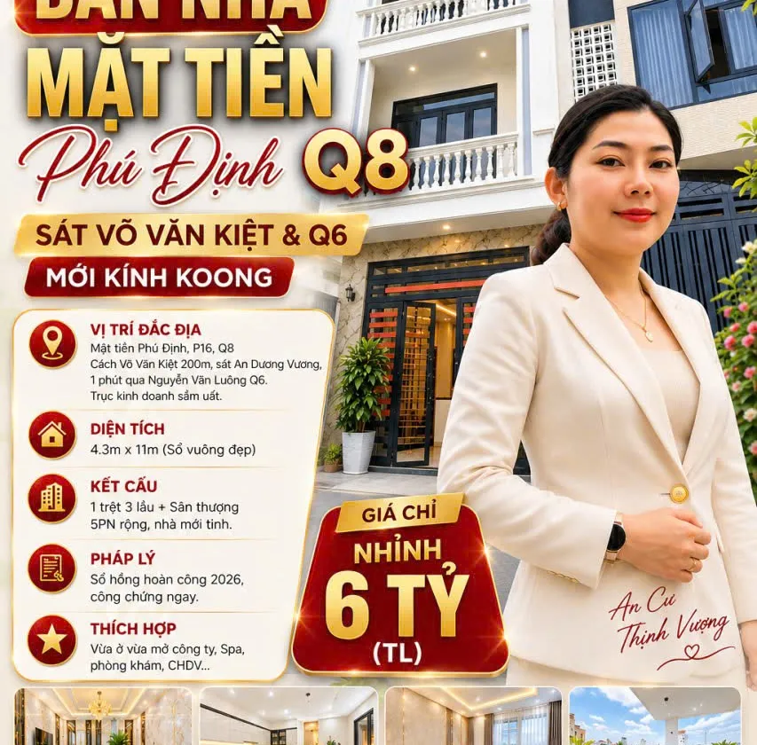 Siêu phẩm nhà mặt tiền Bến Phú Định sát Võ Văn Kiệt cùng giá cực hấp dẫn... Bán nhà mặt phố tại Bình Phú, Hồ Chí Minh 01