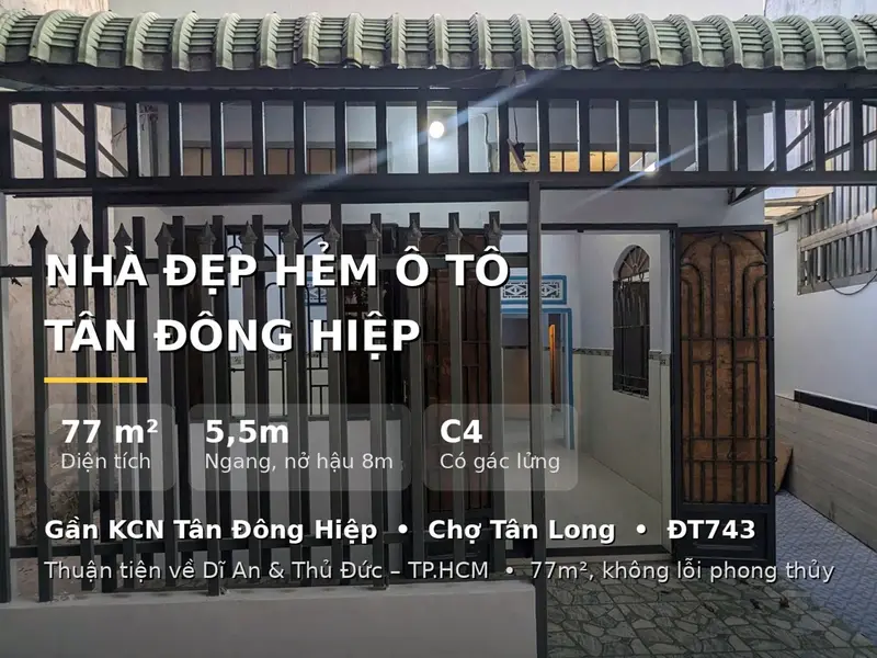 Nhà riêng hẻm ô tô tại Tân Đông Hiệp, phù hợp an cư, giá hợp lý... Bán nhà riêng tại Tân Đông Hiệp, Hồ Chí Minh 01