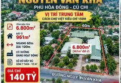 HIẾM – 6.800M² ĐẤT MẶT TIỀN NGUYỄN VĂN KHẠ, CỦ CHI – CHỈ 140 TỶ... Bán nhà mặt phố tại Phú Hòa Đông, Hồ Chí Minh 01