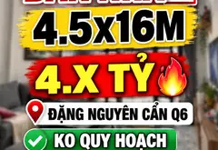 BÁN NHÀ 4.5x16M 🔥 4.X TỶ – ĐẶNG NGUYÊN CẨN Q6 – KO QUY HOẠCH – PHÁP LÝ CHUẨN SHR... Bán nhà riêng tại Phú Lâm, Hồ Chí Minh 01