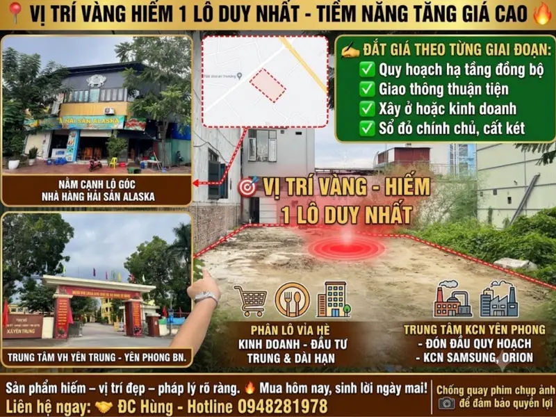 Lô Đất Vàng Trung Tâm KCN Yên Phong - Siêu Hiếm... Bán đất tại Yên Trung, Bắc Ninh 01