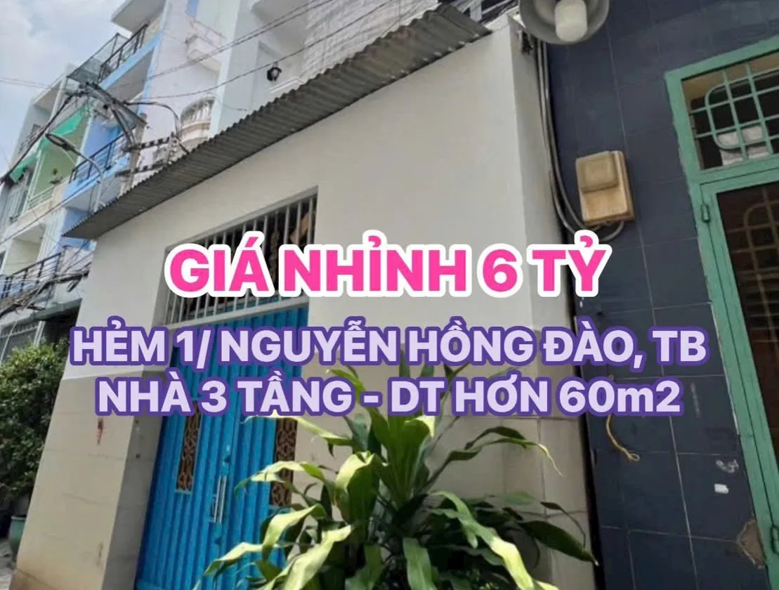 🏠HẺM 1/ NGUYỄN HỒNG ĐÀO, TÂN BÌNH - NHÀ 3 TẦNG - DT HƠN 60m2 - GIÁ NHỈNH 6 TỶ 💕💕... Bán nhà riêng tại Tân Bình, Hồ Chí Minh 01