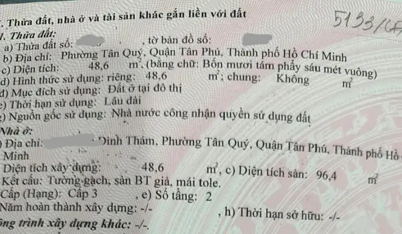 Bán nhà Lê Đình Thám Tân Phú hẻm thông xe hơi gần Aeon Mall... Bán nhà riêng tại Tân Sơn Nhì, Hồ Chí Minh 01