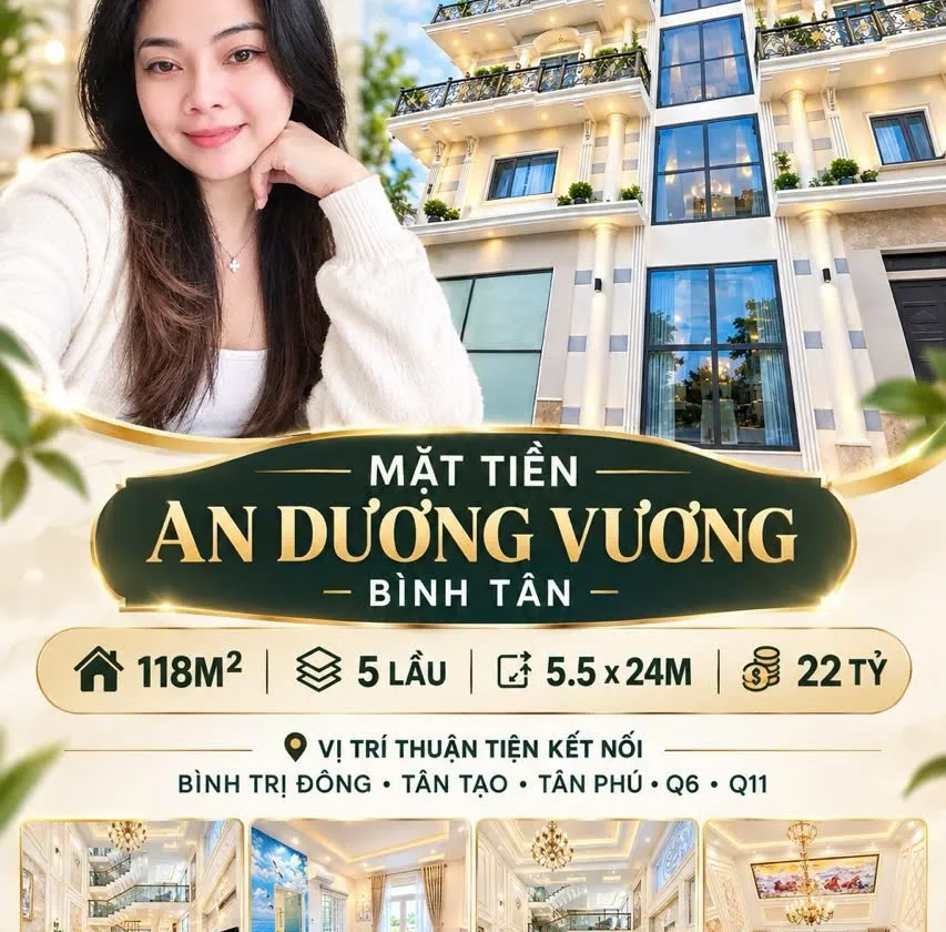 🏡 MẶT TIỀN BÌNH TÂN – AN DƯƠNG VƯƠNG | 118M² – 5 LẦU – 22 TỶ
📍 Vị trí mặt tiền An Dương Vương,... Bán nhà mặt phố tại An Lạc, Hồ Chí Minh 01