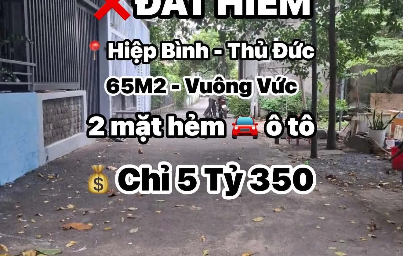 LÔ ĐẤT 65M² – 2 MẶT HẺM Ô TÔ – HIỆP BÌNH CHÁNH – GIÁ 5,35 TỶ... Bán nhà riêng tại Hiệp Bình, Hồ Chí Minh 01