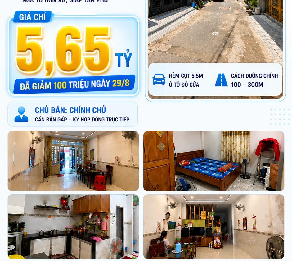 Bán nhà riêng 2 tầng 54,6 m2 hướng Tây tại Bình Trị Đông, Bình Tân, giá 5,65 tỷ VNĐ... Bán nhà riêng tại Bình Trị Đông, Hồ Chí Minh 01