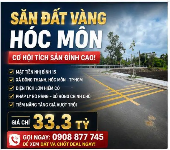 Cần Bán Đất Mặt Tiền Nhị Bình 15, Hóc Môn 3920m2, Chỉ 33.3 Tỷ.... Bán đất tại Đông Thạnh, Hồ Chí Minh 01