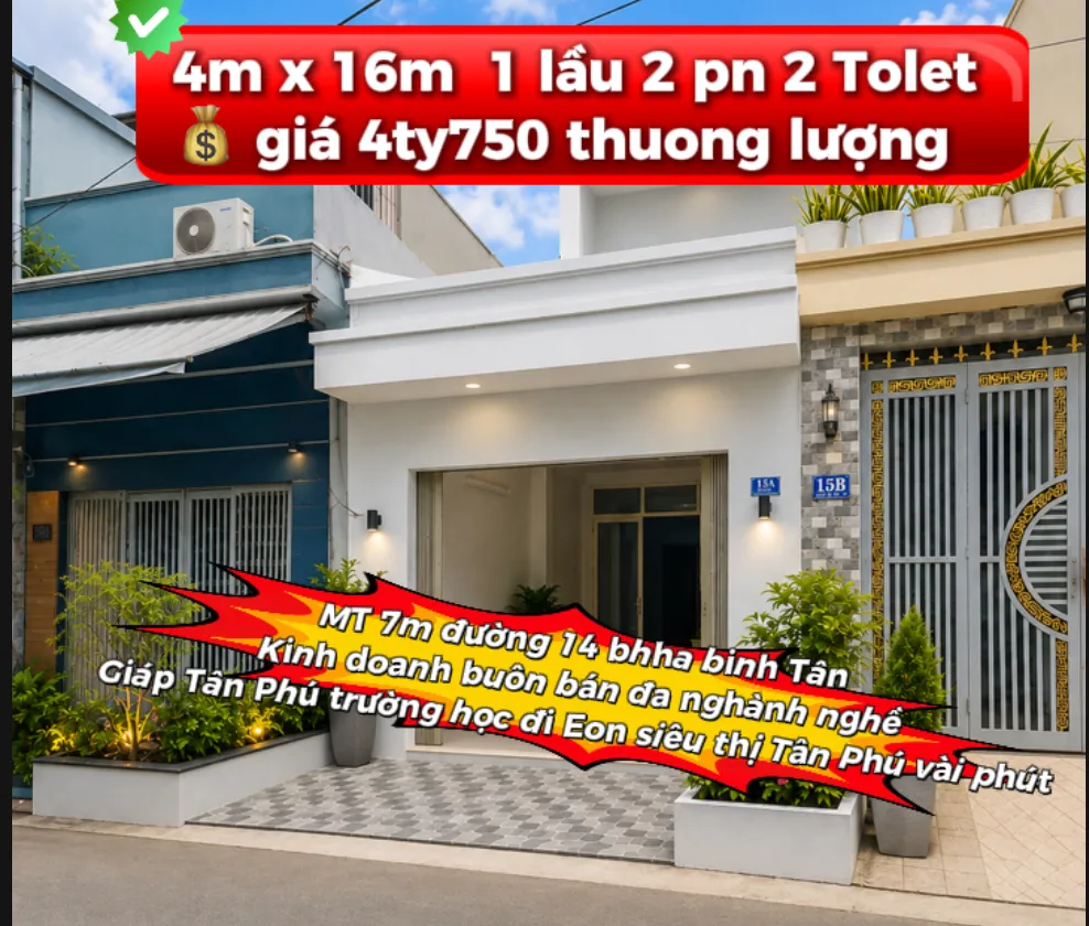 Cơ hội sở hữu nhà 2 tầng giá tốt tại Bình Tân, vị trí đẹp hiếm có... Bán nhà riêng tại Bình Hưng Hòa, Hồ Chí Minh 01