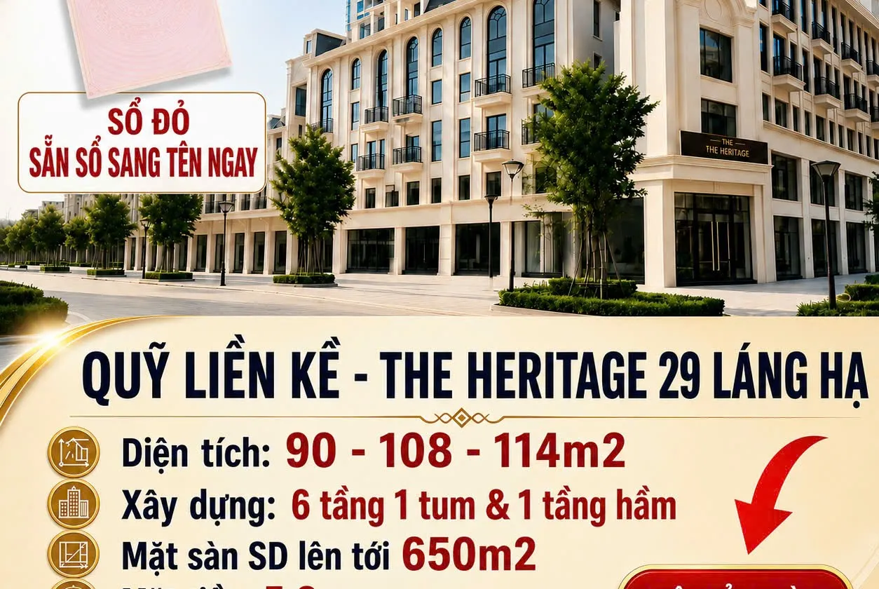 💥💥TẦM NHÌN GIÁ TRỊ_SỔ ĐỎ TRAO TAY DỰ ÁN THE HERITAGE SHOPHOUSE 7 TẦNG _TUYỆT ĐẸP ĐẲNG CẤP GIỚI... Bán biệt thự, liền kề tại Giảng Võ, Hà Nội 01
