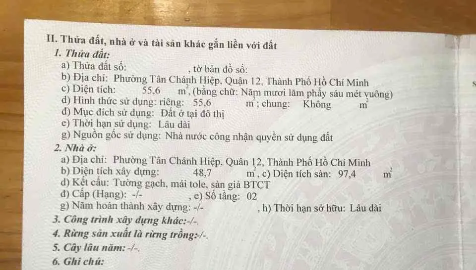 Bán nhanh về quê _ 4PN \ ra hẻm xe hơi 10 m... Bán nhà riêng tại Trung Mỹ Tây, Hồ Chí Minh 01