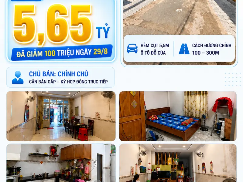 Bán nhà riêng 2 tầng 54,6 m2 hướng Tây tại Bình Trị Đông, Bình Tân, giá 5,65 tỷ VNĐ... Bán nhà riêng tại Bình Trị Đông, Hồ Chí Minh 01