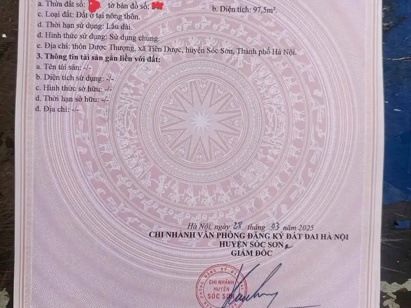 Bán đất thổ cư 97,5m² tại khu vực phát triển, pháp lý rõ ràng... Bán đất tại Sóc Sơn, Hà Nội 01