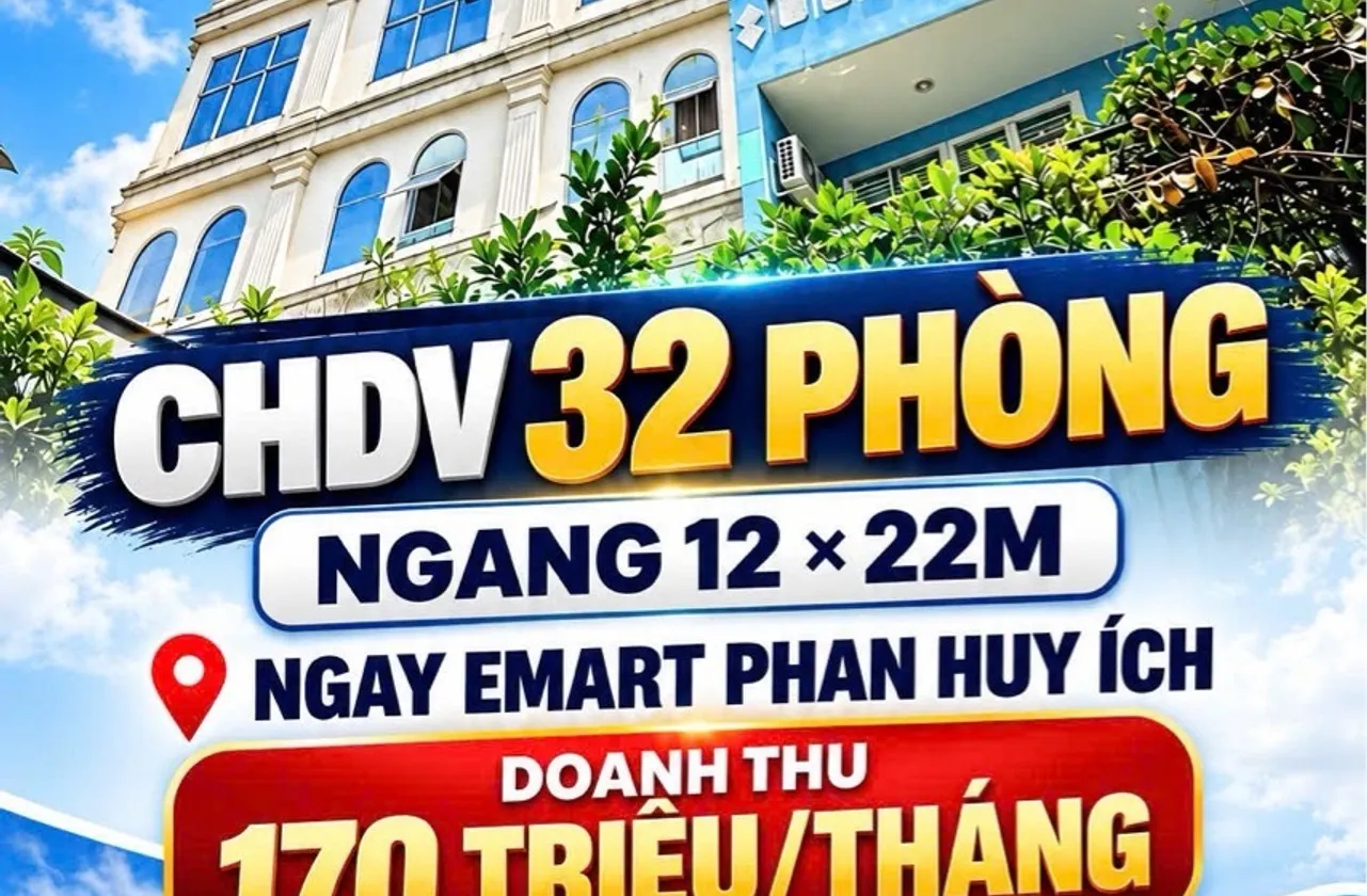 🏢 CHDV 8 TẦNG – 32 PHÒNG – GẦN EMART PHAN HUY ÍCH
📐 Ngang 12m × dài 22m
💰 Doanh thu 170 triệu/th... Bán nhà riêng tại An Hội Tây, Hồ Chí Minh 01