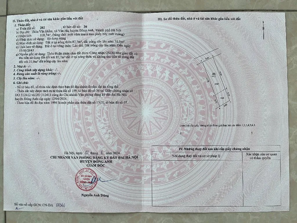 Cơ hội sở hữu đất Vân Điềm giá tốt, ô tô đỗ cửa, chỉ 4.8 tỷ... Bán đất tại Thư Lâm, Hà Nội 01