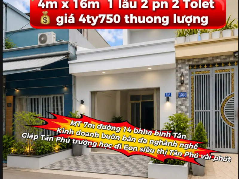Cơ hội sở hữu nhà 2 tầng giá tốt tại Bình Tân, vị trí đẹp hiếm có... Bán nhà riêng tại Bình Hưng Hòa, Hồ Chí Minh 01