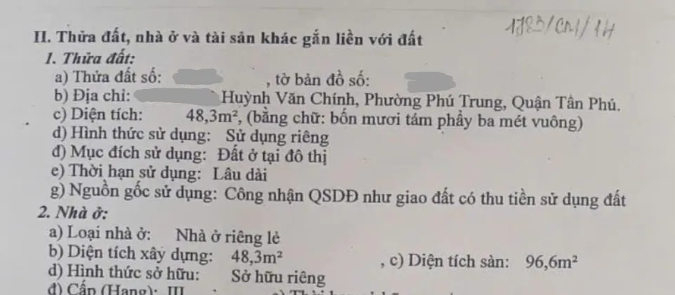 Bán nhà Huỳnh Văn Chính – 4,6 tỷ, ngang 4,2m, hẻm thông... Bán nhà riêng tại Tân Phú, Hồ Chí Minh 01