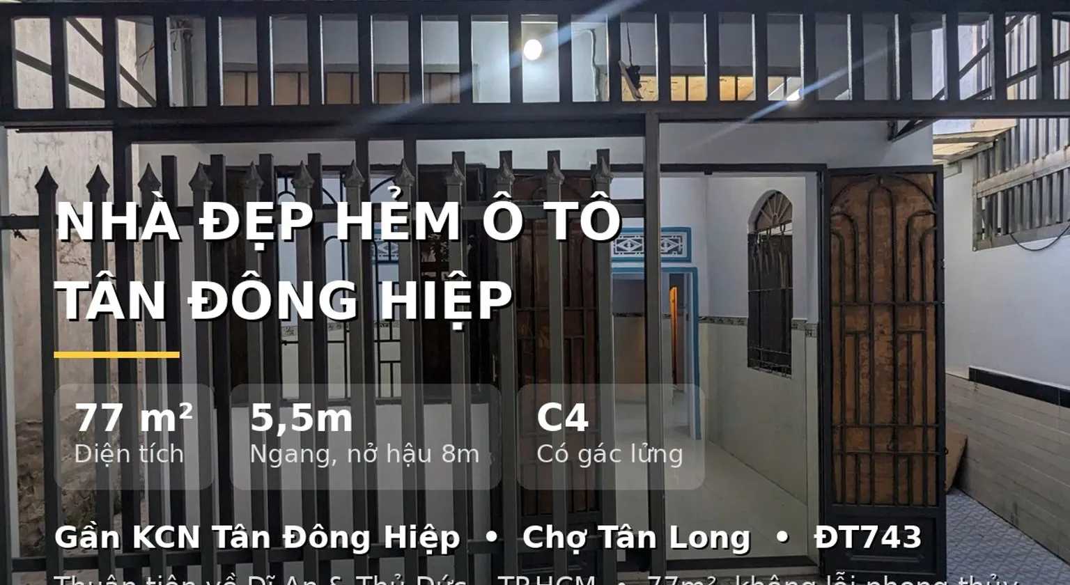 Nhà riêng hẻm ô tô tại Tân Đông Hiệp, phù hợp an cư, giá hợp lý... Bán nhà riêng tại Tân Đông Hiệp, Hồ Chí Minh 01