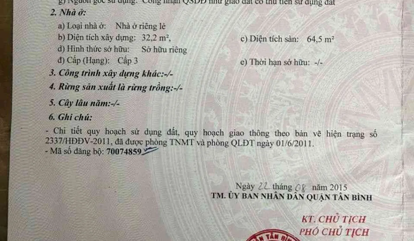 Nhà Tân Sơn 2PN tiện nghi, giá tốt cho nhà đầu tư... Bán nhà riêng tại Tân Sơn, Hồ Chí Minh 01
