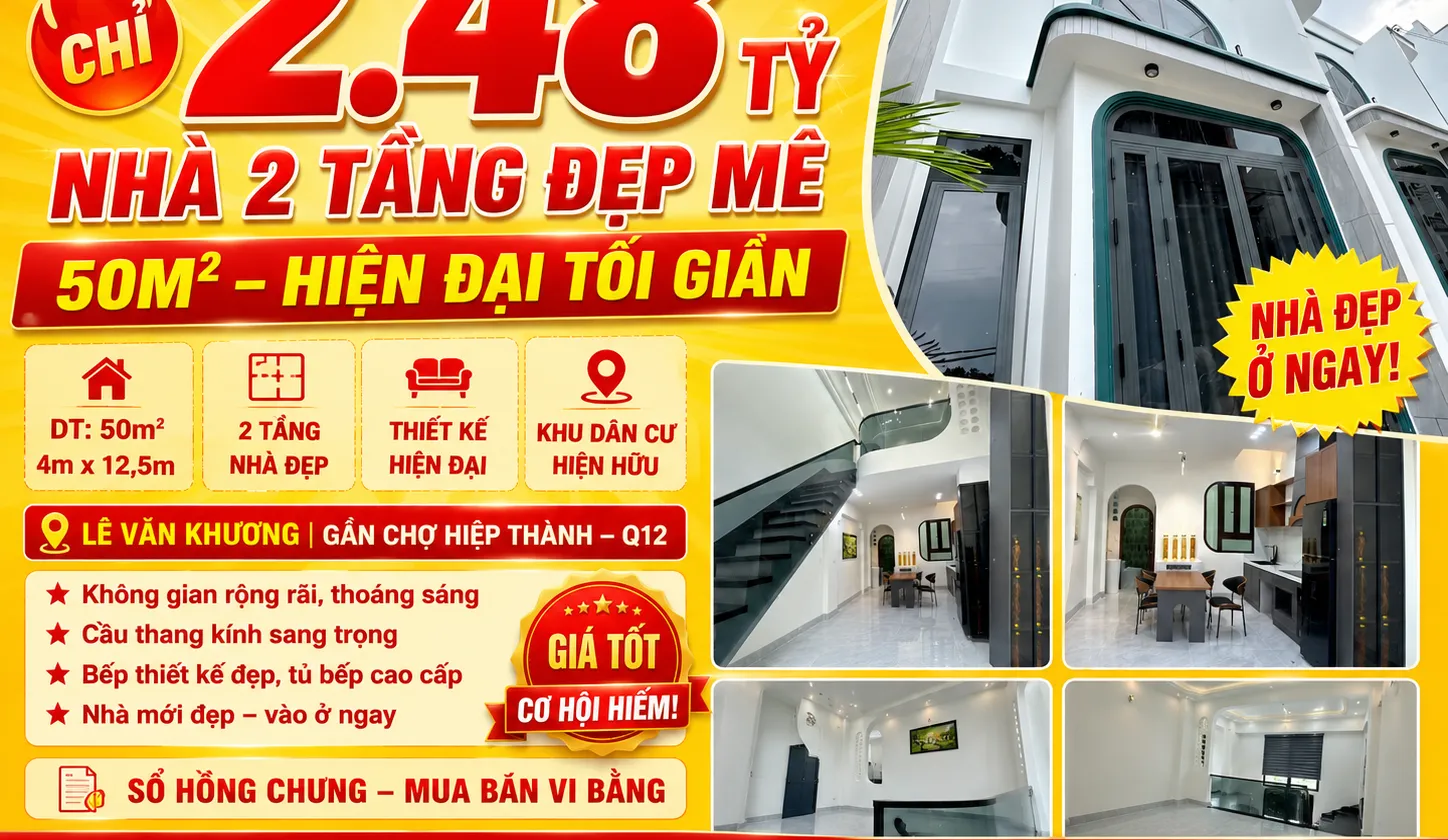 🔥 2.48 TỶ – NHÀ 50M² – HIỆN ĐẠI TỐI GIẢN... Bán nhà riêng tại Tân Thới Hiệp, Hồ Chí Minh 01