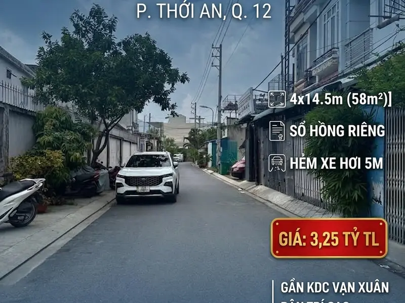 ĐẤT ĐẸP ĐƯỜNG TX38 QUẬN 12 - 58M² - GIÁ NHỈNH 3 TỶ... Bán đất tại Thới An, Hồ Chí Minh 01