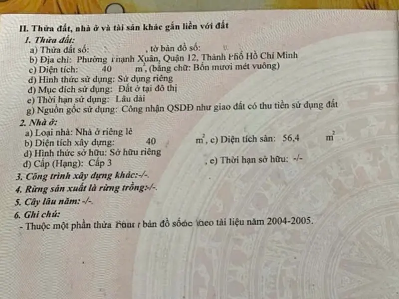 Nhà 40 m Đất _trệt lững _ 2 PN _ SHR _ hoàn công đủ... Bán nhà riêng tại Thới An, Hồ Chí Minh 01