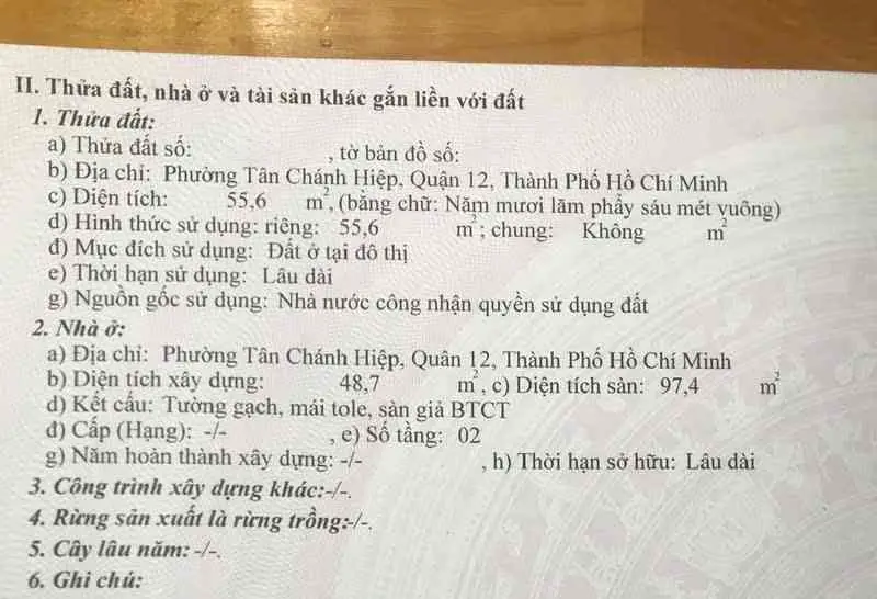 Bán nhanh về quê _ 4PN \ ra hẻm xe hơi 10 m... Bán nhà riêng tại Trung Mỹ Tây, Hồ Chí Minh 01