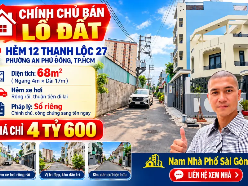 🔥 ĐẤT HIẾM THẠNH LỘC 27 – SÁT VÁCH CHUNG CƯ FIRST HOME THẠNH LỘC 🔥... Bán đất tại An Phú Đông, Hồ Chí Minh 01