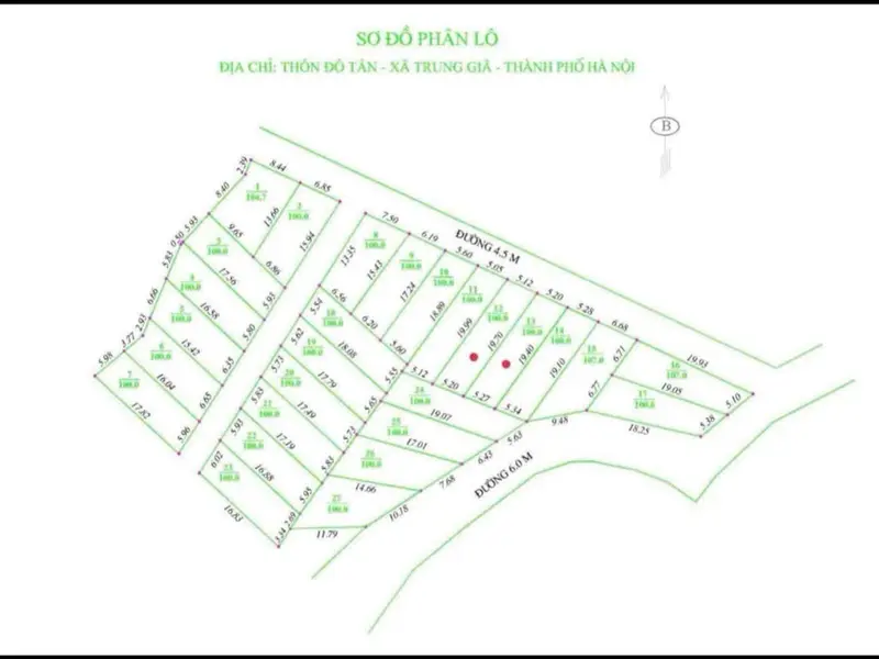 Bán đất thổ cư 100m² hướng Tây Bắc tại Đô Tân, Sóc Sơn, Hà Nội... Bán đất tại Trung Giã, Hà Nội 01