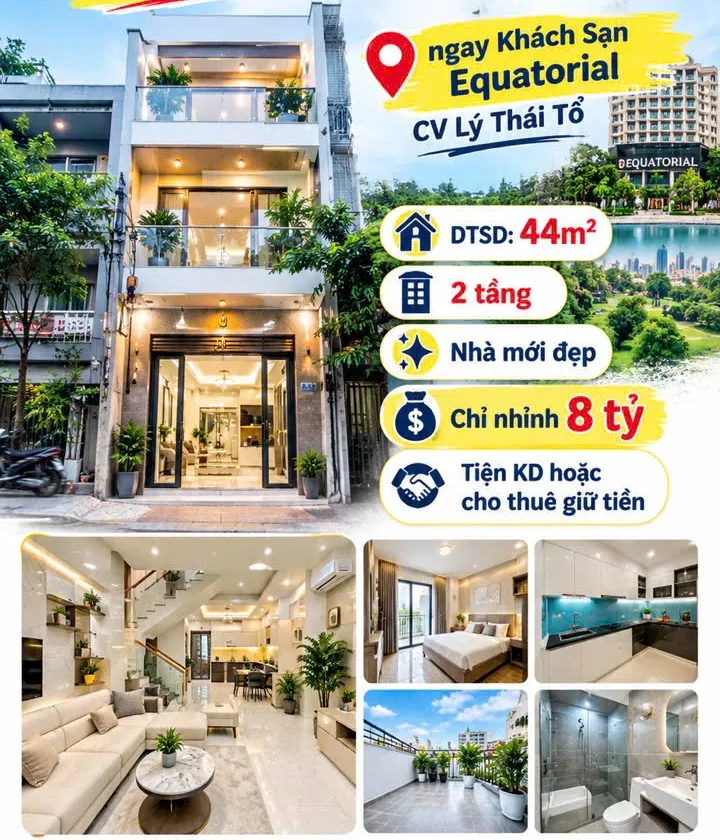 Bán Nhà Mặt Tiền Q.5 - ngay Khách Sạn Equatorial - CV Lý Thái Tổ - DTSD: 44m2 - 2 tầng - nhà mới đẹ... Bán nhà mặt phố tại Chợ Quán, Hồ Chí Minh 01