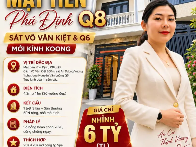 Siêu phẩm nhà mặt tiền Bến Phú Định sát Võ Văn Kiệt cùng giá cực hấp dẫn... Bán nhà mặt phố tại Bình Phú, Hồ Chí Minh 01